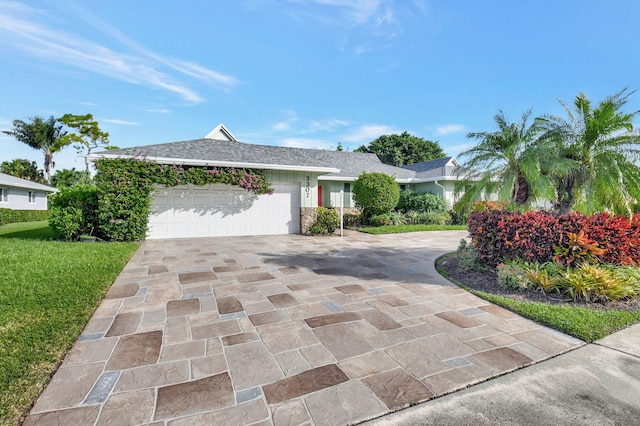 single story home with a garage