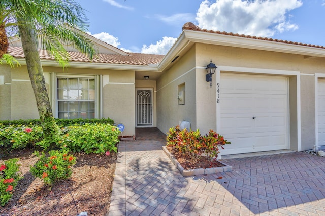 entrance to property with a garage