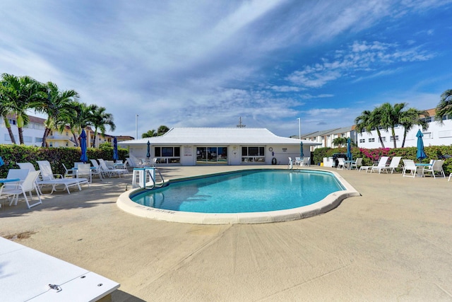 view of pool featuring a patio