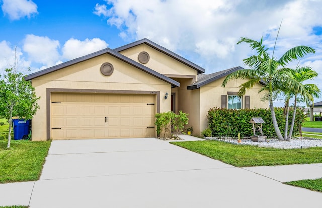 ranch-style home featuring a garage