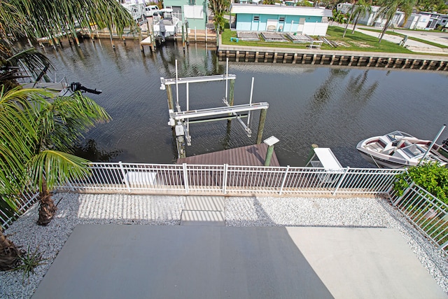 dock area featuring a water view