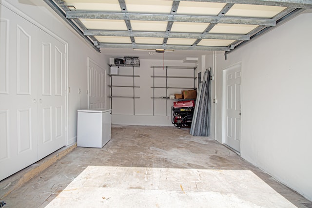 garage with fridge