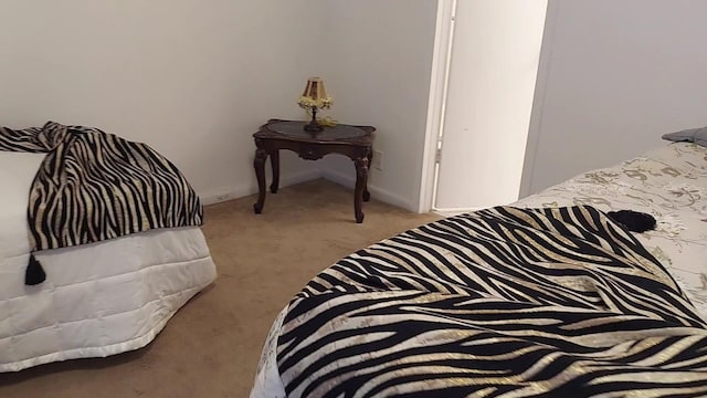 bedroom with light carpet