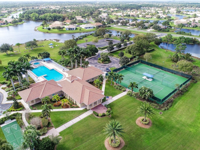 bird's eye view featuring a water view