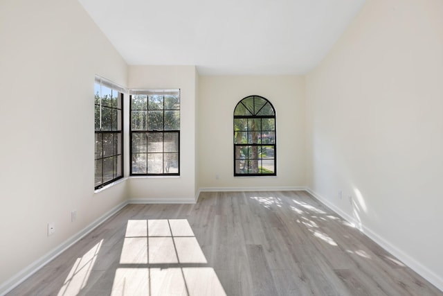 unfurnished room with a wealth of natural light and light hardwood / wood-style floors