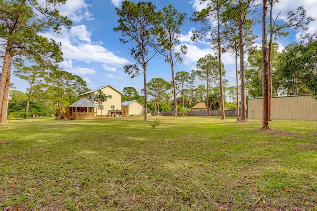 view of yard featuring a deck