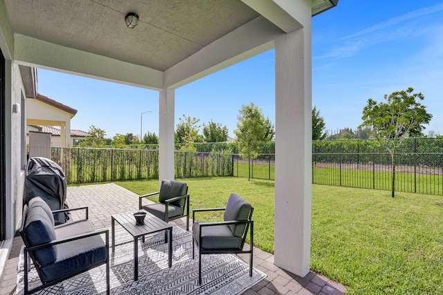 view of patio featuring an outdoor hangout area