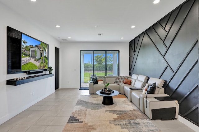 view of tiled living room