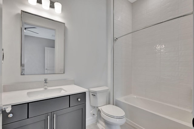 full bathroom featuring vanity, toilet, and shower / washtub combination