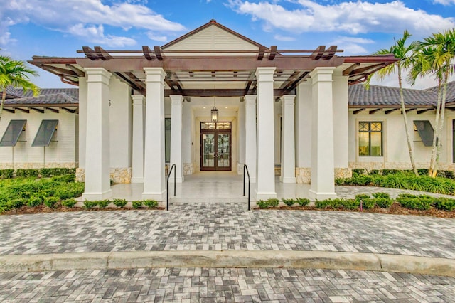 view of exterior entry with french doors