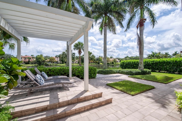 view of patio / terrace featuring a pergola