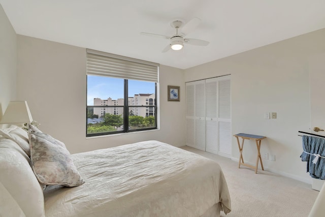 7567 Imperial Dr Unit 601, Boca Raton, FL 33433 - bedroom with carpet floors, a closet, ceiling fan, and baseboards