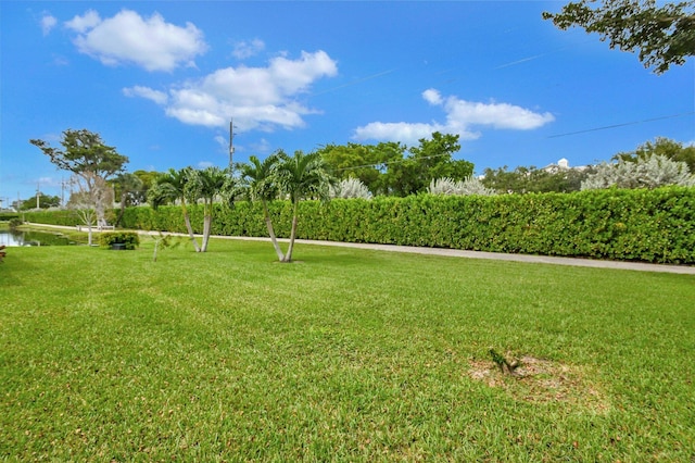 view of home's community with a yard and a water view