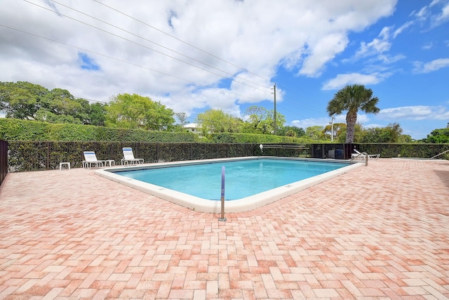 view of swimming pool with a patio