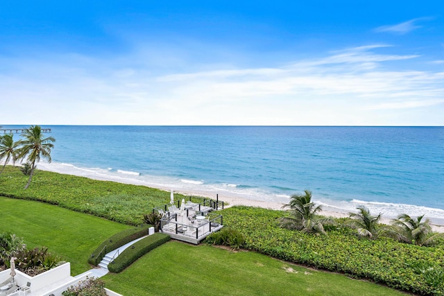 view of water feature featuring a view of the beach