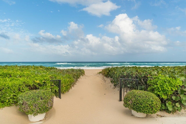 property view of water with a beach view