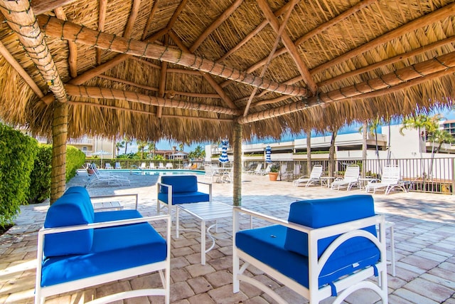 view of patio / terrace with a gazebo