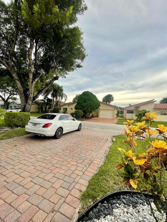 exterior space featuring a garage