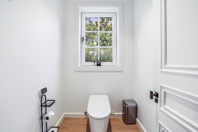 bathroom with wood-type flooring