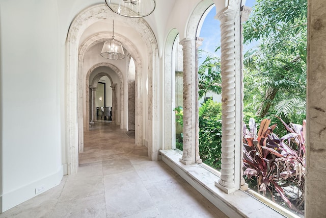 hallway with ornate columns