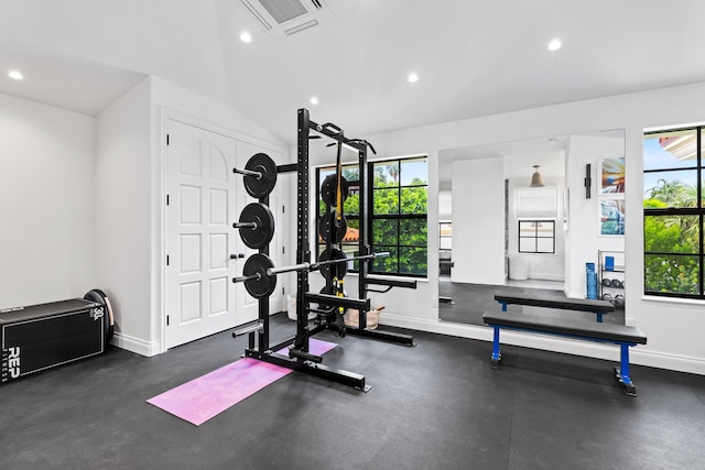 workout area featuring a wealth of natural light