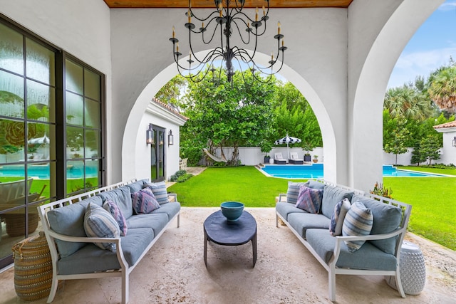 view of patio featuring an outdoor living space