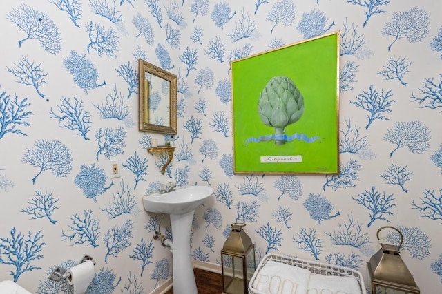 bathroom featuring hardwood / wood-style floors