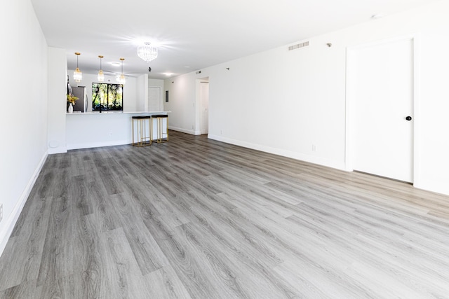 unfurnished living room featuring light hardwood / wood-style floors