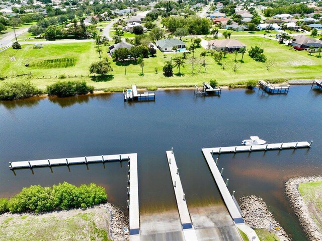 exterior space with a water view