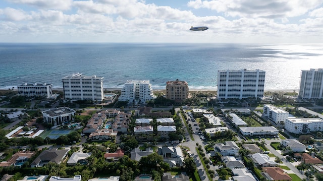 bird's eye view with a water view and a city view