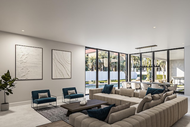 living room featuring light hardwood / wood-style flooring and plenty of natural light