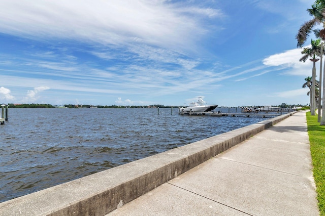 property view of water with a boat dock