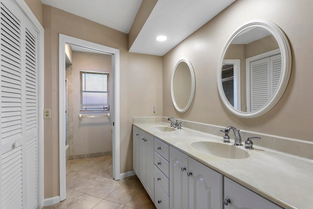 bathroom featuring vanity and tile patterned floors