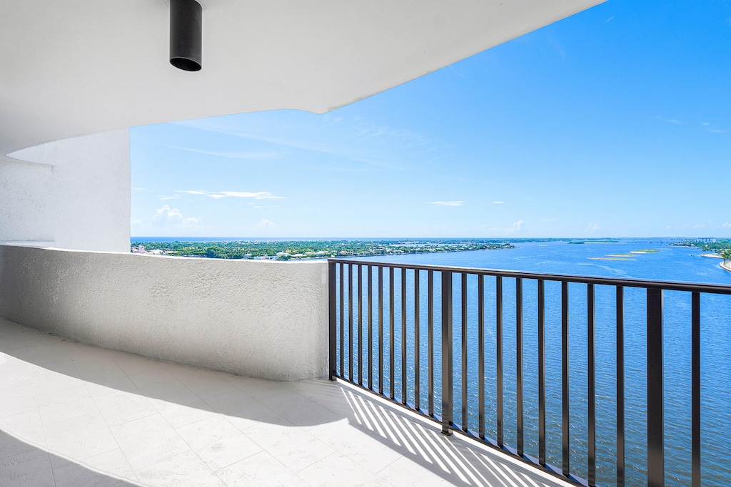 balcony with a water view