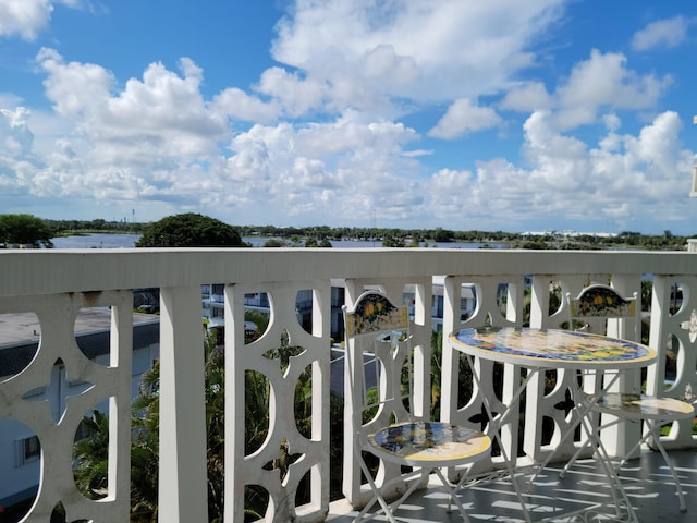 balcony with a water view