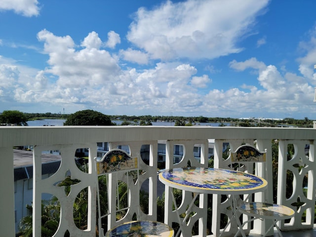 balcony with a water view