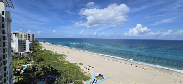 property view of water with a beach view