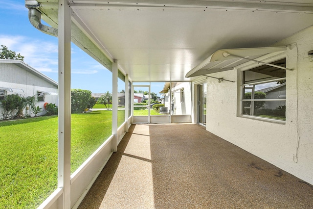 view of unfurnished sunroom