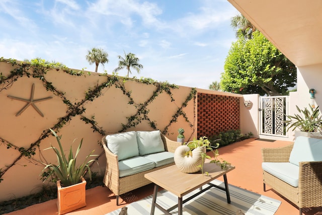 view of patio featuring an outdoor living space