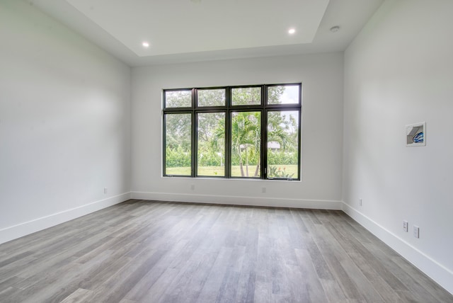 unfurnished room with light wood-type flooring