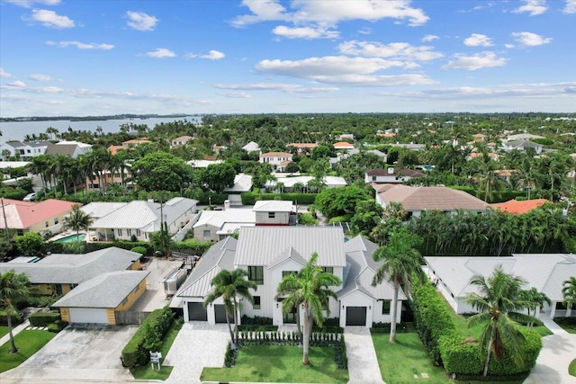 bird's eye view featuring a water view