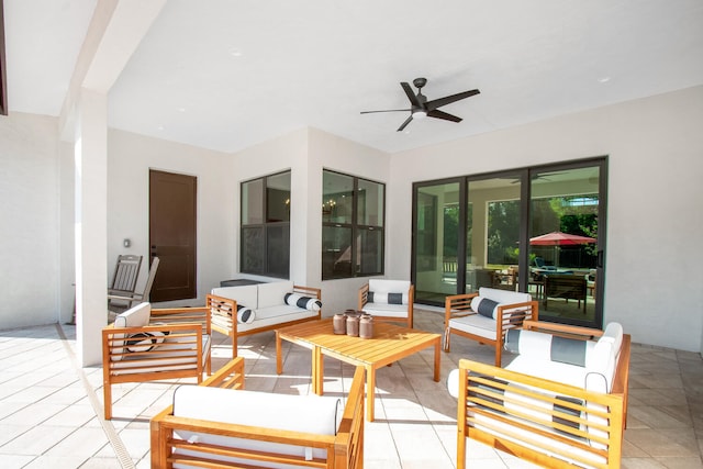 view of patio / terrace featuring an outdoor living space and ceiling fan