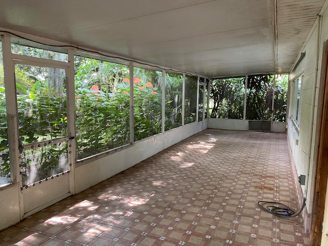 view of unfurnished sunroom