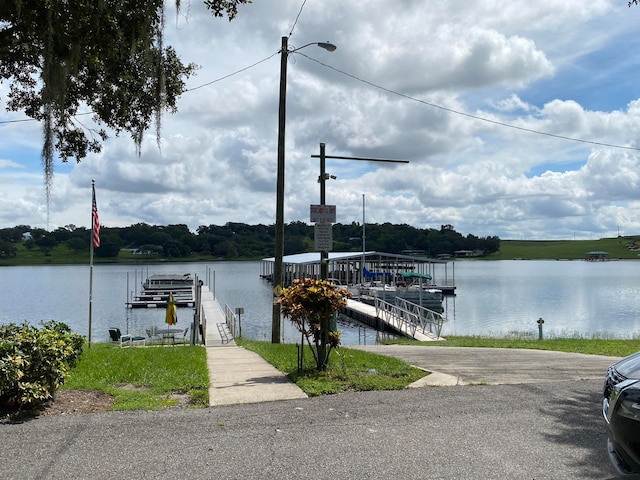 dock area featuring a water view