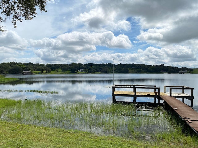 view of dock featuring a water view