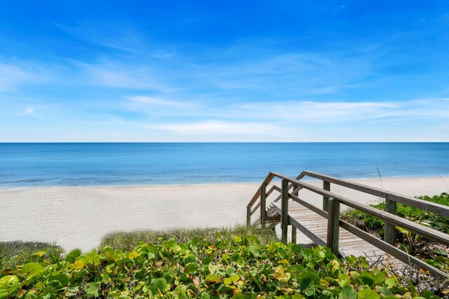 property view of water featuring a view of the beach