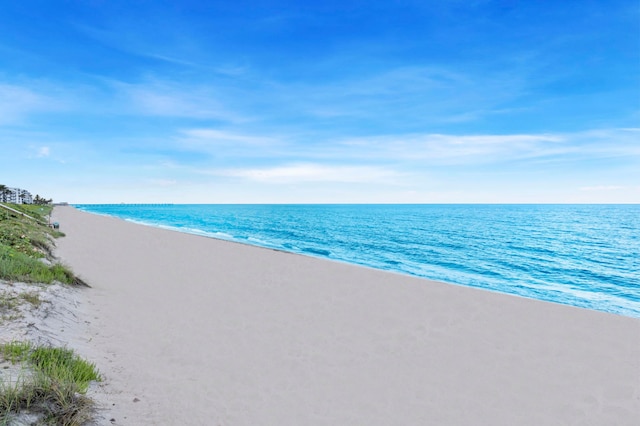 property view of water featuring a beach view