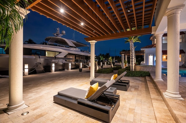 view of patio at twilight