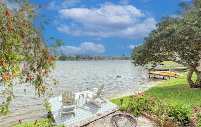 view of dock featuring a water view