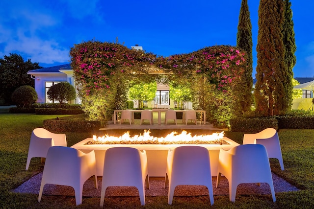 exterior space featuring a fire pit